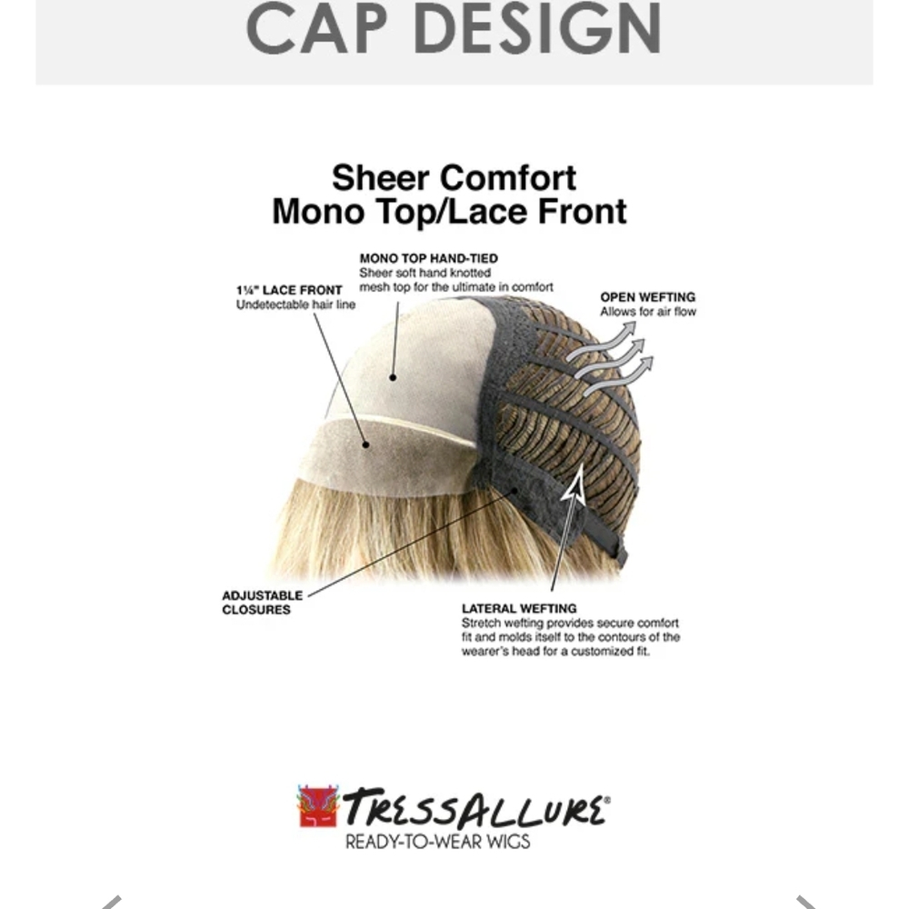 TressAllure Sheer Comfort Mono Top Wig
